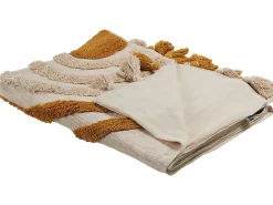 Decke Baumwolle Beige / Orange 130 X 180 Cm Geometrisches Muster Mathura