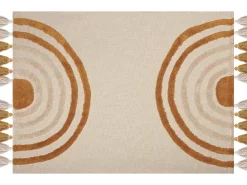 Decke Baumwolle Beige / Orange 130 X 180 Cm Geometrisches Muster Mathura