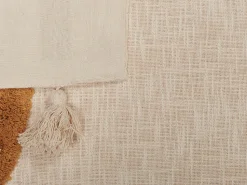 Decke Baumwolle Beige / Orange 130 X 180 Cm Geometrisches Muster Mathura