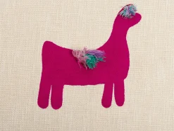 Decke Baumwolle Beige / Pink Lama-Motiv 130 X 180 Cm Nandyal