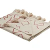 Decke Baumwolle Beige / Rot 130 X 180 Cm Geometrisches Muster Bhiwani