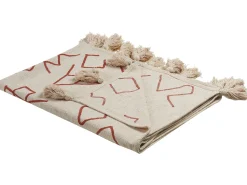 Decke Baumwolle Beige / Rot 130 X 180 Cm Geometrisches Muster Bhiwani