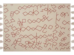 Decke Baumwolle Beige / Rot 130 X 180 Cm Geometrisches Muster Bhiwani
