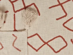 Decke Baumwolle Beige / Rot 130 X 180 Cm Geometrisches Muster Bhiwani