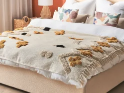 Decke Baumwolle Beige / Senfgelb 130 X 180 Cm Abstraktes Muster Adoni