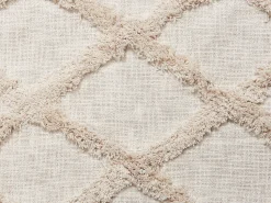 Decke Baumwolle Beige 130 X 180 Cm Geometrisches Muster Guna