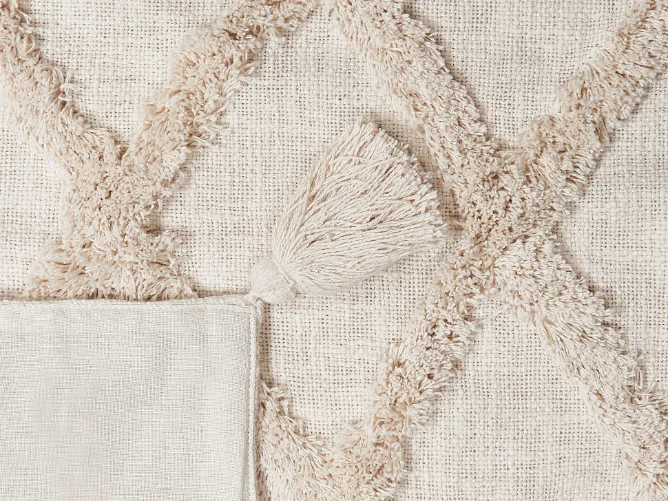 Decke Baumwolle Beige 130 X 180 Cm Geometrisches Muster Guna