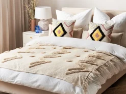 Decke Baumwolle Beige 130 X 180 Cm Orientalisches Muster Fatehpur