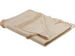Decke Baumwolle Beige 130 X 180 Cm Geometrisches Muster Jaunpur