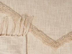 Decke Baumwolle Beige 130 X 180 Cm Geometrisches Muster Jaunpur