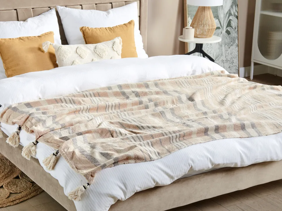 Decke Baumwolle Beige 130 X 170 Cm Yarseli