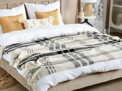 Decke Baumwolle Cremeweis / Schwarz 130 X 170 Cm Kariertes Muster Yuvali