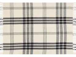 Decke Baumwolle Cremeweis / Schwarz 130 X 170 Cm Kariertes Muster Yuvali