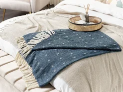 Decke Baumwolle Dunkelblau / Beige 130 X 170 Cm Taari