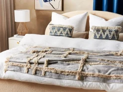 Decke Baumwolle Grau / Beige 130 X 180 Cm Abstraktes Muster Hospet