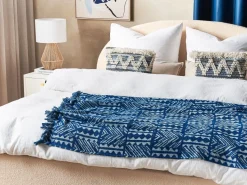 Decke Baumwolle Marineblau 130 X 180 Cm Geometrisches Muster Shivpuri