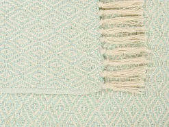 Decke Baumwolle Mintgrun / Hellbeige 125 X 150 Cm Geometrisches Muster Mityal