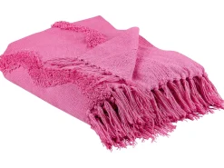 Decke Baumwolle Rosa 125 X 150 Cm Geometrisches Muster Khari