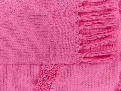 Decke Baumwolle Rosa 125 X 150 Cm Geometrisches Muster Khari