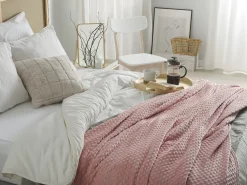 Decke Rosa Mit Pompons 200 X 220 Cm Samur