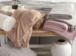 Decke Rosa Mit Pompons 200 X 220 Cm Samur