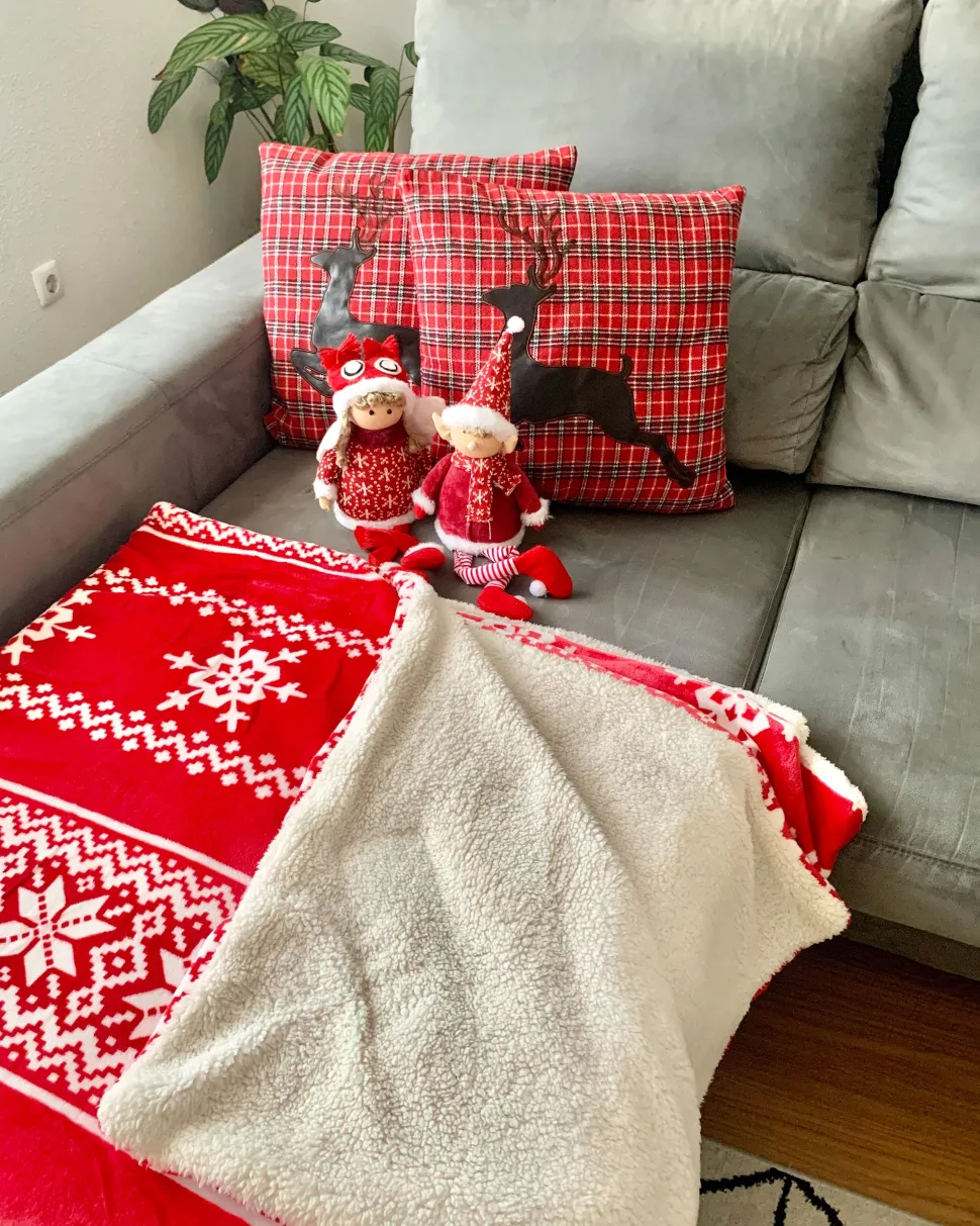 Decke Rot 150 X 200 Cm Weihnachtsmotiv Zweiseitig Vantaa
