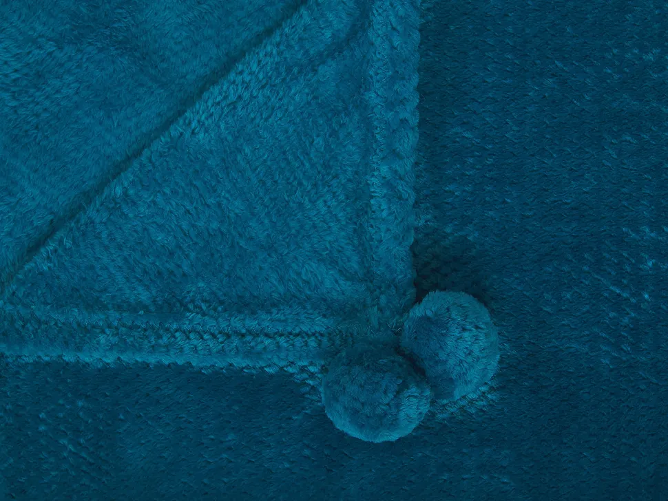Decke Turkis Mit Pompons 200 X 220 Cm Saitler