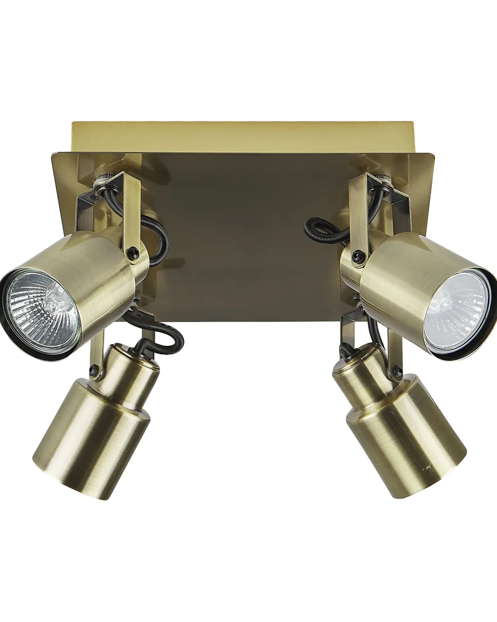 Deckenleuchte Messing 4-Flammig Quadratisch Bonte