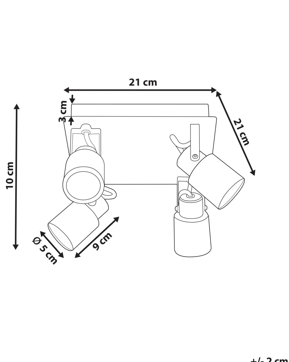 Deckenleuchte Messing 4-Flammig Quadratisch Bonte