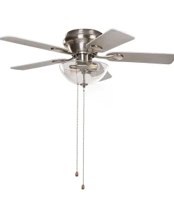 Deckenventilator Mit Licht Silber / Heller Holzfarbton Sirama