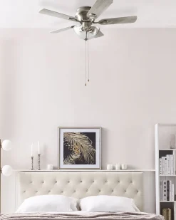 Deckenventilator Mit Licht Silber / Heller Holzfarbton Sirama