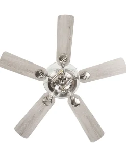 Deckenventilator Mit Licht Silber / Heller Holzfarbton Sirama