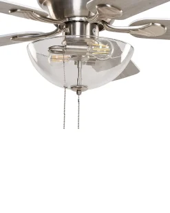 Deckenventilator Mit Licht Silber / Heller Holzfarbton Sirama
