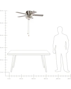 Deckenventilator Mit Licht Silber / Heller Holzfarbton Sirama