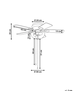 Deckenventilator Mit Licht Silber / Heller Holzfarbton Sirama