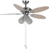 Deckenventilator Mit Licht Silber / Heller Holzfarbton Heilong