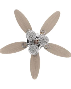 Deckenventilator Mit Licht Silber / Heller Holzfarbton Heilong