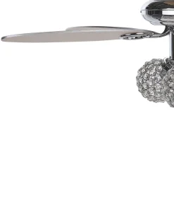 Deckenventilator Mit Licht Silber / Heller Holzfarbton Heilong