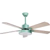 Deckenventilator Mit Licht Mintgrun / Heller Holzfarbton Hobble