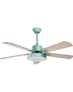 Deckenventilator Mit Licht Mintgrun / Heller Holzfarbton Hobble