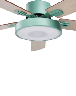 Deckenventilator Mit Licht Mintgrun / Heller Holzfarbton Hobble