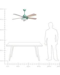 Deckenventilator Mit Licht Mintgrun / Heller Holzfarbton Hobble