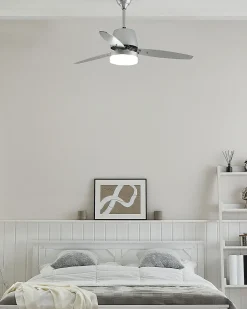 Deckenventilator Mit Licht Und Timerfunktion Silber Mlava