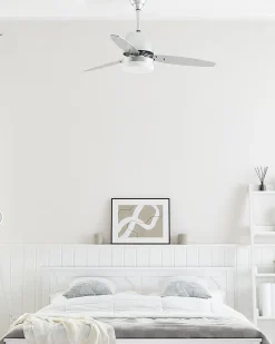 Deckenventilator Mit Licht Und Timerfunktion Silber Mlava