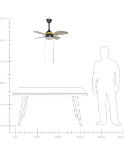 Deckenventilator Mit Licht Schwarz / Gelb Dolores
