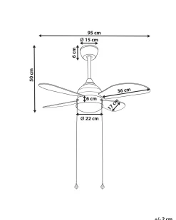 Deckenventilator Mit Licht Schwarz / Gelb Dolores