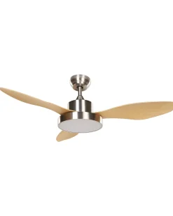 Deckenventilator Mit Licht Silber / Heller Holzfarbton Banderas