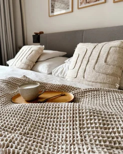 Dekokissen Abstrakt Muster Baumwolle Beige 45 X 45 Cm Pleione