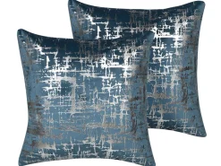 Dekokissen Abstraktes Muster Samtstoff Blau 45 X 45 Cm 2Er Set Gardenia