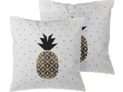 Dekokissen Ananas Baumwolle Schwarz/Gold 45 X 45 Cm 2Er Set Yasmin